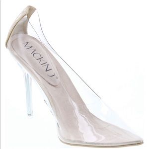 NIB Mackin J Clear Nude Silver Heels Sz US 10